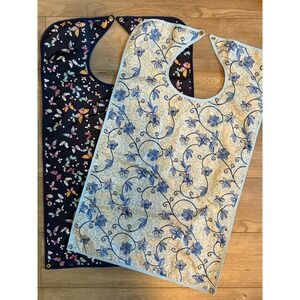 Selfaiding Adult Bibs/ Protectors Reusable with Snaps Floral Pattern Set Of 2